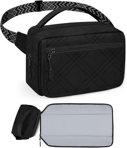 حقيبة حفاضات صغيرة من برينت مع وسادة تغيير محمولة، حقيبة حفاضات تمر بالجسم مع جيب مناديل، حقيبة خصر نسائية للسفر، حقيبة حفاضات لعربة الأطفال، بني in Kuwait