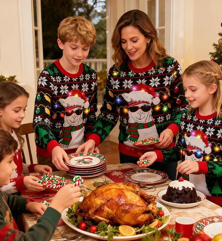 Enlifety 5-14T Kids Ugly Christmas Sweaters Boys LED Light Up Xmas Knitted Pullover in Kuwait