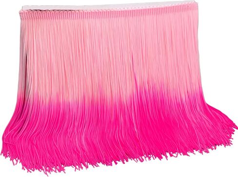 Fringe Trim Tassel Trim Gradient Color 2.5 Yards 7.9 Inch Wide for Dresses, Bags, DIY, Home Decor, Crafts (Pink+Rose) in Saudi Arabia