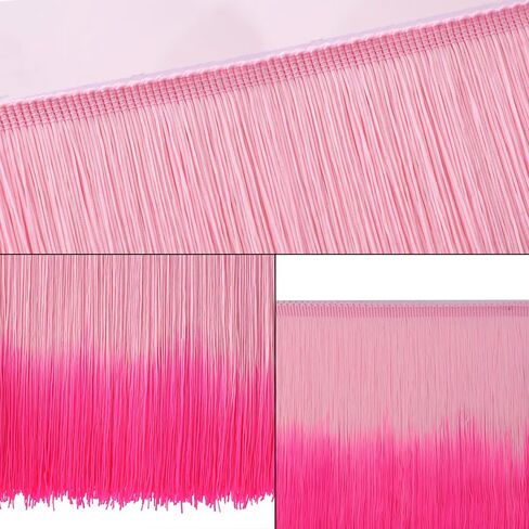 Fringe Trim Tassel Trim Gradient Color 2.5 Yards 7.9 Inch Wide for Dresses, Bags, DIY, Home Decor, Crafts (Pink+Rose) in Saudi Arabia