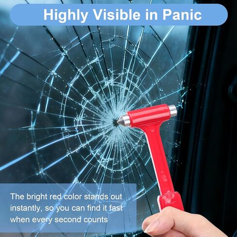 2-Pack Car Glass Window Breaker and Seatbelt Cutter, Emergency Escape Tool for Vehicle, Safety Hammers with Compact Dual-Steel Head Design for Quick Breakage(Red) in Saudi Arabia