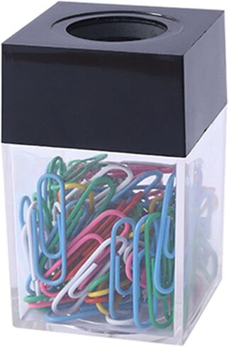 Transparent Paper Clip Holder with 18 Paperclips, Large Capacit Magnetic Paperclip Dispenser Storage Organizer for Desk School Office (Pink) in Saudi Arabia