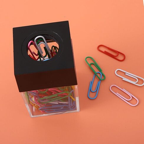 Transparent Paper Clip Holder with 18 Paperclips, Large Capacit Magnetic Paperclip Dispenser Storage Organizer for Desk School Office (Pink) in Saudi Arabia
