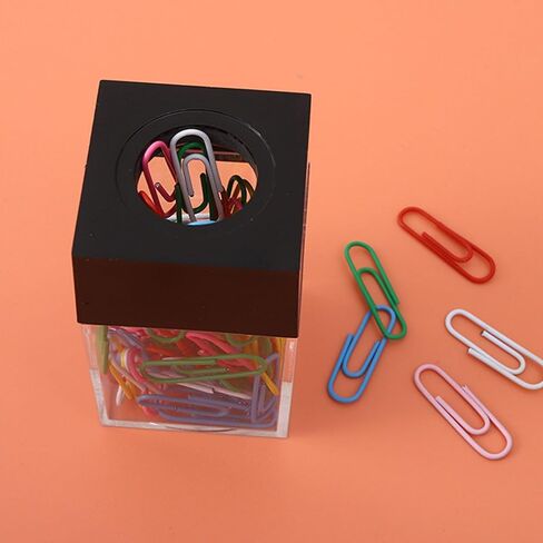 Transparent Paper Clip Holder with 18 Paperclips, Large Capacit Magnetic Paperclip Dispenser Storage Organizer for Desk School Office (Pink) in Saudi Arabia