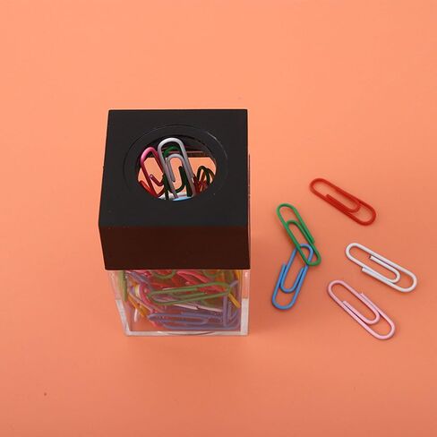 Transparent Paper Clip Holder with 18 Paperclips, Large Capacit Magnetic Paperclip Dispenser Storage Organizer for Desk School Office (Pink) in Saudi Arabia