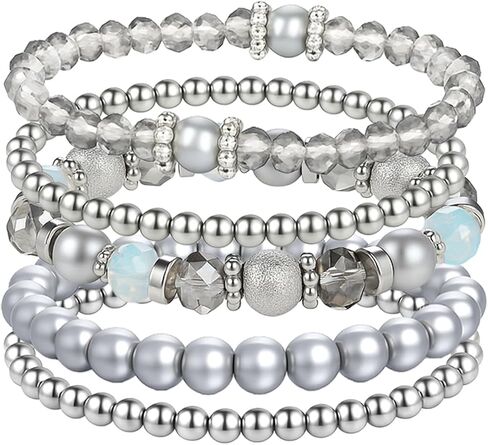 5 قطع سوار مطرز قابل للتكديس أساور مطرزة أنيقة للنساء كريستال حبة بوهو تمتد طبقات الحجر أساور العصرية زي المجوهرات هدية متعدد الطبقات ديسكو الكرة الأوجه سوار in Kuwait