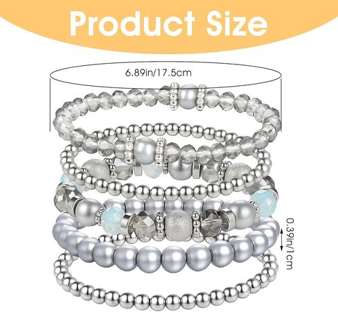 5 قطع سوار مطرز قابل للتكديس أساور مطرزة أنيقة للنساء كريستال حبة بوهو تمتد طبقات الحجر أساور العصرية زي المجوهرات هدية متعدد الطبقات ديسكو الكرة الأوجه سوار in Kuwait