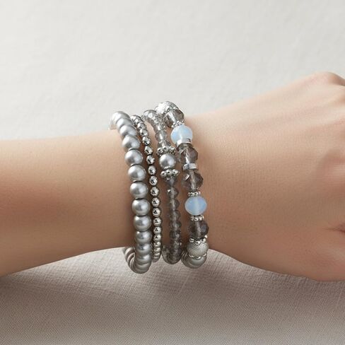 5 قطع سوار مطرز قابل للتكديس أساور مطرزة أنيقة للنساء كريستال حبة بوهو تمتد طبقات الحجر أساور العصرية زي المجوهرات هدية متعدد الطبقات ديسكو الكرة الأوجه سوار in Kuwait