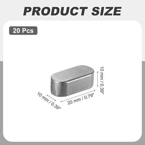 MECCANIXITY 20 قطعة من مفاتيح الريش ذات الأطراف المستديرة، 60 × 8 × 7 مم من الفولاذ الكربوني عمود محرك متوازي مفاتيح متنوعة من Keyway Stock لصناعة السحابات الميكانيكية in Kuwait