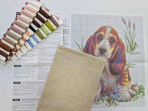 RIOLIS 1578 - Basset Hound Puppy - Counted Cross Stitch Kit 10" x 15" 10 Count Flaxen AIDA 23 Colors in Saudi Arabia
