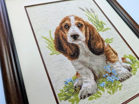 RIOLIS 1578 - Basset Hound Puppy - Counted Cross Stitch Kit 10" x 15" 10 Count Flaxen AIDA 23 Colors in Saudi Arabia