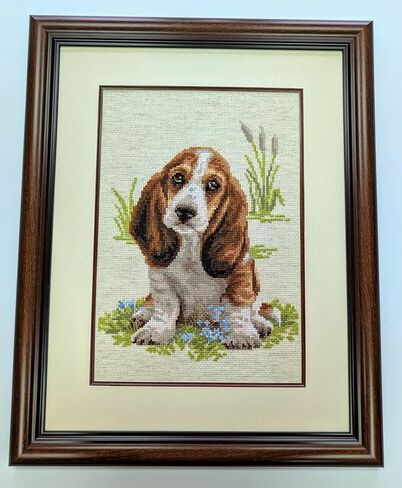 RIOLIS 1578 - Basset Hound Puppy - Counted Cross Stitch Kit 10" x 15" 10 Count Flaxen AIDA 23 Colors in Saudi Arabia