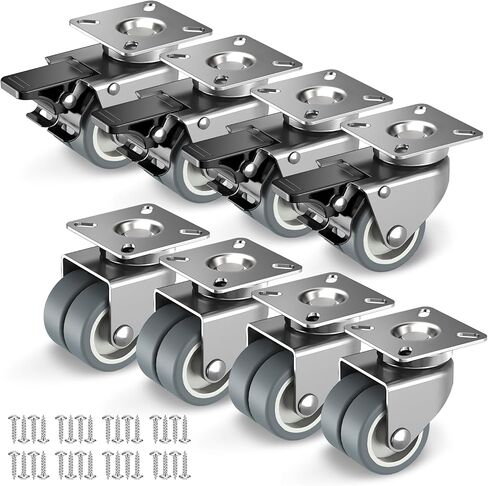 HOLKIE Heavy Duty Caster Wheels 2 inch Casters for Furniture with Safety Brake Swivel Caster Set of 4 with Screws Total Capacity 880 lbs (2 with Brakes and 2 Without) in Kuwait