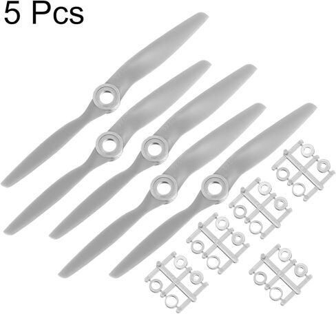 MECCANIXITY 5 قطع 10 × 6 بوصة مراوح RC 2-ريشة شفرات الدعائم رمادية مع حلقات محول لاستبدال دعامة طائرة RC in Kuwait