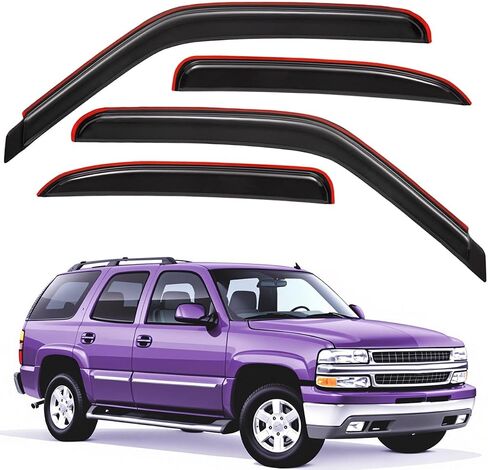 Lightronic WV94304 Outside-Mount Side Window Visor Deflector Rain Guard, Dark Smoke, 4-Pieces Set, Fits 2002-2006 Cadillac Escalade, 2000-2006 Chevrolet Tahoe & GMC Yukon, 2001-2006 GMC Yukon Denali in Saudi Arabia