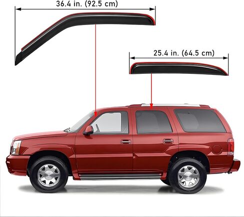 Lightronic WV94304 Outside-Mount Side Window Visor Deflector Rain Guard, Dark Smoke, 4-Pieces Set, Fits 2002-2006 Cadillac Escalade, 2000-2006 Chevrolet Tahoe & GMC Yukon, 2001-2006 GMC Yukon Denali in Saudi Arabia