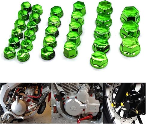 غطاء برغي زخرفي لنماذج الدراجات النارية 30 قطعة عالمي متوافق مع Z1000SX Ninja 300 400 650 1000 ZX-6R ZX-10R (أخضر) in Kuwait