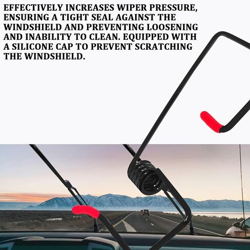 4PCS Windshield Wiper Arm Puller Pressure Spring Booster, Wiper Arm Pressure Spring Set with Silicone Wipers Pivot Guards Cap for Improved Visibility in Rain & Snow Suitable for Most Vehicles in Saudi Arabia