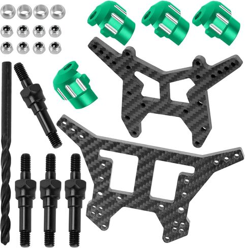 أبراج الصدمات وواقي غطاء الصدمات وجزء ترقيات الصدمات لـ 1/8 Kraton Notorious Outcast 6S BLX، RC أبراج الصدمات من ألياف الكربون، غطاء الصدمات من سبائك الألومنيوم، أخضر in Kuwait