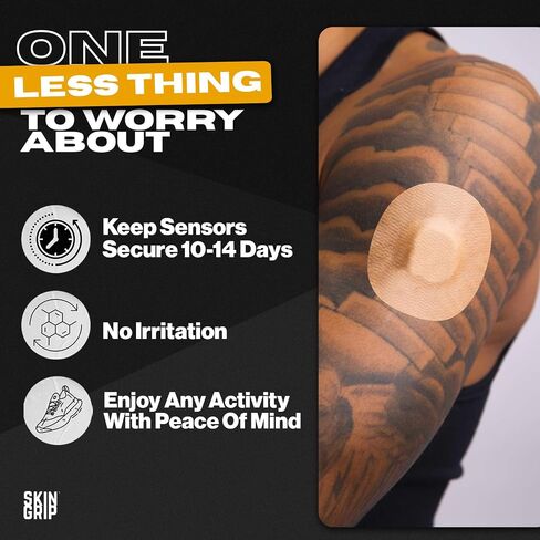 Skin Grip MAX Adhesive Patches for Freestyle Libre (10-Pack), Non-Fraying, Extreme CGM Tape, Continuous Glucose Monitor Protection(Tan) in Kuwait