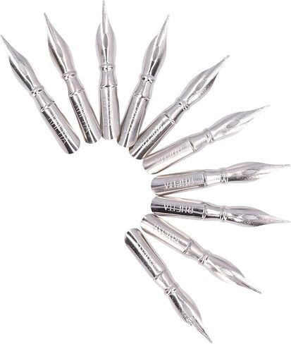 10Pcs Metal Calligraphy Nib Set, Comfortable Writing, Light Weight, Different Nibs, for Dip and Nib Replacement in Saudi Arabia