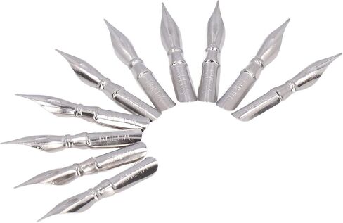 10Pcs Metal Calligraphy Nib Set, Comfortable Writing, Light Weight, Different Nibs, for Dip and Nib Replacement in Saudi Arabia