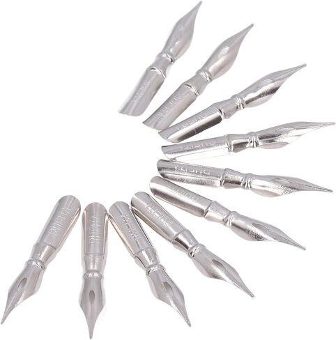 10Pcs Metal Calligraphy Nib Set, Comfortable Writing, Light Weight, Different Nibs, for Dip and Nib Replacement in Saudi Arabia