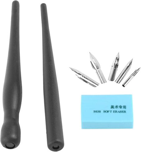 Comic Pen Nib Set, 2 Pcs Dip Pen Nibs Holders with 5 Comic Nib Set Calligraphy Wooden Drawing Holder with Stainless Steel for Writing Painting Signing Present in Saudi Arabia