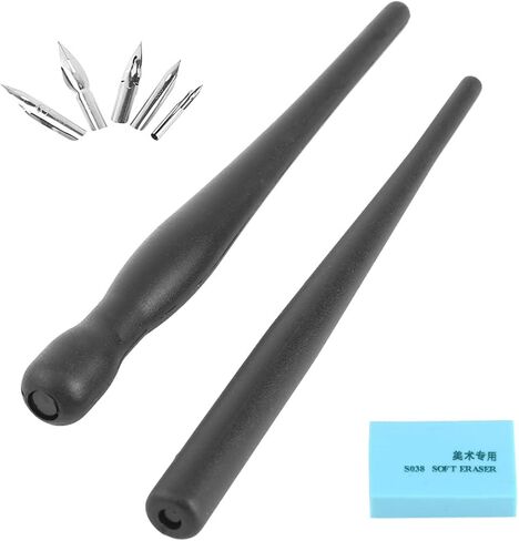 Comic Pen Nib Set, 2 Pcs Dip Pen Nibs Holders with 5 Comic Nib Set Calligraphy Wooden Drawing Holder with Stainless Steel for Writing Painting Signing Present in Saudi Arabia