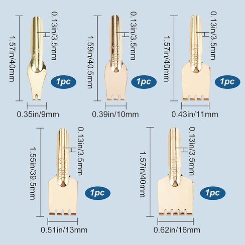 GORGECRAFT 5Pcs Brass Nibs Parallel Pen Tip Set 9/10/11/13/16mm Wide Comic Dip Pen Nibs Kit Artistic Font Writing School Art Supplies for Manga Calligraphy Pen-and-Ink Drawing Stationery Accessories in Saudi Arabia