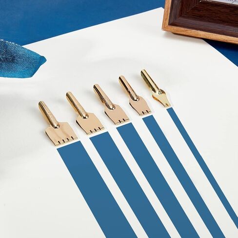 GORGECRAFT 5Pcs Brass Nibs Parallel Pen Tip Set 9/10/11/13/16mm Wide Comic Dip Pen Nibs Kit Artistic Font Writing School Art Supplies for Manga Calligraphy Pen-and-Ink Drawing Stationery Accessories in Saudi Arabia