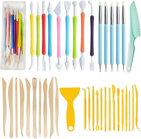 Y9A5N0K3O Clay Tools Kit,41pcs,Plastic Polymer Clay Sculpting Tools Kit for Kids Adults,Pottery Craft,Embossing,Shaping,Sculpting,Modeling in Saudi Arabia