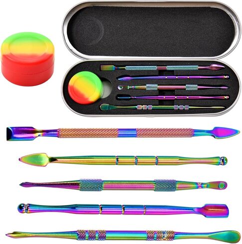 Wax Carving Tool Set 6 Pcs Double-Headed Sculpting Clay Tools with 5 ml Silicone Container and Portable Metal Case, Stainless Steel Wax Sculpting Tool Spoon for Wood, Clay, Pottery in Saudi Arabia