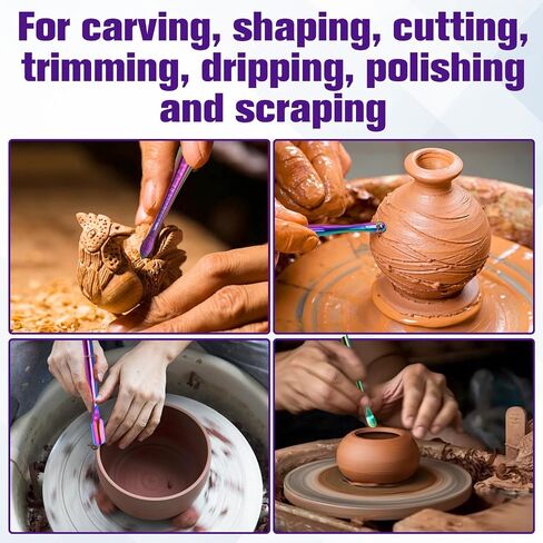 Wax Carving Tool Set 6 Pcs Double-Headed Sculpting Clay Tools with 5 ml Silicone Container and Portable Metal Case, Stainless Steel Wax Sculpting Tool Spoon for Wood, Clay, Pottery in Saudi Arabia