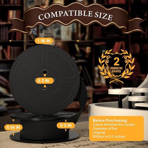 زوجان من شريط الآلة الكاتبة - شريط حبر أسود للآلات الكاتبة اليدوية، مناسب للآلات الكاتبة Royal وBrother وSmith Corona وغيرها من الآلات الكاتبة الكلاسيكية - يوفر مطبوعات واضحة وطويلة الأمد in Kuwait