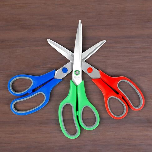 8" All Purpose Scissors Bulk 3-Pack, Ultra Sharp Multipurpose Scissors Comfort-Grip Scissor for Office Desk Accessories Sewing Fabric Home Craft School Supplies, Right/Left Handed in Saudi Arabia