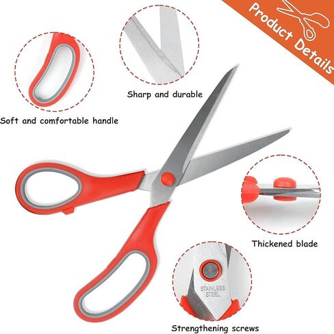 8" All Purpose Scissors Bulk 3-Pack, Ultra Sharp Multipurpose Scissors Comfort-Grip Scissor for Office Desk Accessories Sewing Fabric Home Craft School Supplies, Right/Left Handed in Saudi Arabia