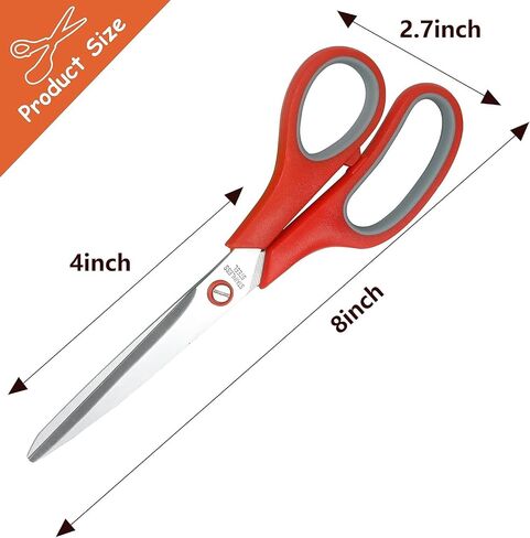 8" All Purpose Scissors Bulk 3-Pack, Ultra Sharp Multipurpose Scissors Comfort-Grip Scissor for Office Desk Accessories Sewing Fabric Home Craft School Supplies, Right/Left Handed in Saudi Arabia