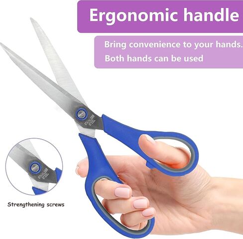 8" All Purpose Scissors Bulk 3-Pack, Ultra Sharp Multipurpose Scissors Comfort-Grip Scissor for Office Desk Accessories Sewing Fabric Home Craft School Supplies, Right/Left Handed in Saudi Arabia