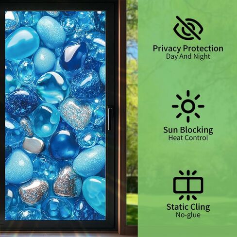 Window Film 17.3 x 39.3 Inch Decorative Stained Glass Style Privacy Glass Sticker Pink Purple Pattern Self Adhesive Removable Window Covering for Bathroom Office Kitchen Door Decoration in Saudi Arabia