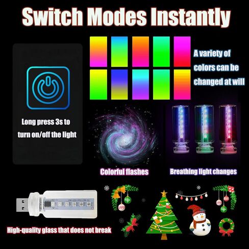 13 in 1 Car USB Night Light, Touch Adjustment Interior Car Lights, Portable Mini Glass Bottle LED Bulb Night Lights for Car, Camping, Party, Holiday Decoration, Bedroom, Desktop in Saudi Arabia