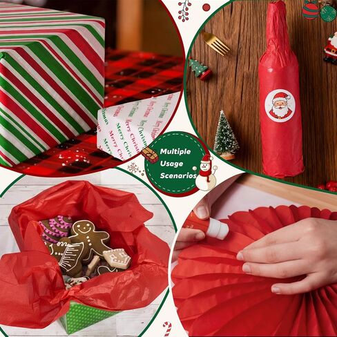 120 Sheets Christmas Tissue Paper for Gift Bags, 20" X 14" Xmas Holiday Tissue Paper for Christmas Gift Wrapping and DIY Gift Crafts Metallic Party Decor in Saudi Arabia