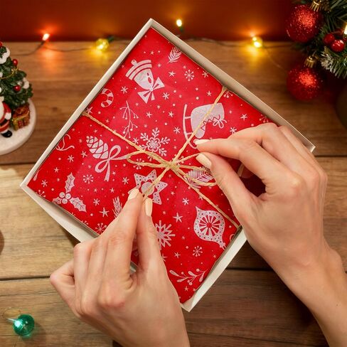 120 Sheets Christmas Tissue Paper for Gift Bags, 20" X 14" Xmas Holiday Tissue Paper for Christmas Gift Wrapping and DIY Gift Crafts Metallic Party Decor in Saudi Arabia