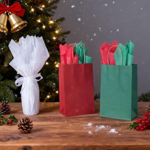 120 Sheets Christmas Tissue Paper for Gift Bags, 20" X 14" Xmas Holiday Tissue Paper for Christmas Gift Wrapping and DIY Gift Crafts Metallic Party Decor in Saudi Arabia
