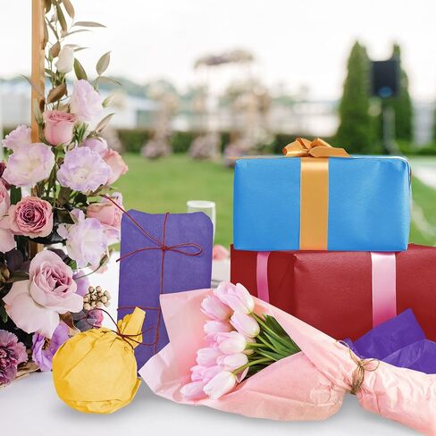 120 ورقة مناديل ورقية ملونة مقاس 20 بوصة × 14 بوصة لتغليف أكياس الهدايا، مجموعة مناديل ورقية فنية لتزيين الحرف اليدوية لحفلات الزفاف وأعياد الميلاد، 10 ألوان in Kuwait