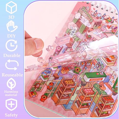 4 Sticker Books (1200+), 32 DIY 3D Scene Sticker Collection with Tweezers, Reusable Creative Craft Set, Aesthetic Art Supplies & Party Favor in Saudi Arabia
