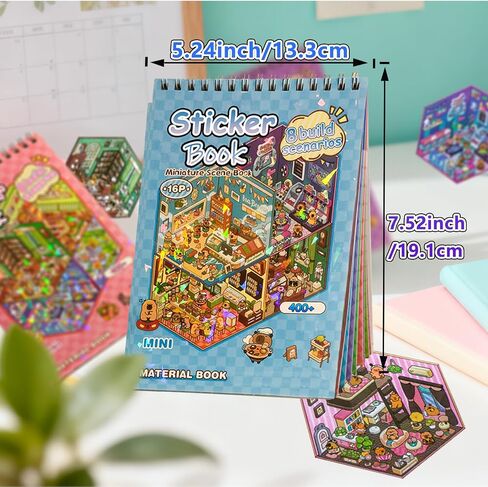 4 Sticker Books (1200+), 32 DIY 3D Scene Sticker Collection with Tweezers, Reusable Creative Craft Set, Aesthetic Art Supplies & Party Favor in Saudi Arabia