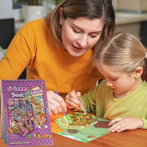4 Sticker Books (1200+), 32 DIY 3D Scene Sticker Collection with Tweezers, Reusable Creative Craft Set, Aesthetic Art Supplies & Party Favor in Saudi Arabia