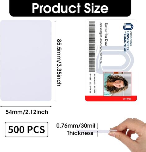 500 حزمة من بطاقات الهوية البيضاء الفارغة من PVC - CR80 30 مل من البطاقات البلاستيكية لطابعات شارات هوية الصور - بطاقة ائتمان فارغة متوافقة مع معظم الطابعات in Saudi Arabia