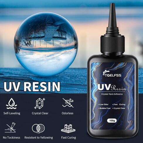 300g UV Resin,Crystal Clear,Hard UV Curing epoxy Resin, Upgraded Formula,odorless,Solar Activated Glue kit,Clear,UV Fast Curing,for Craft Decoration (100 g*3) in Saudi Arabia